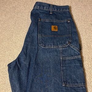 Carhartt Carpenter Relaxed Fit Dungaree Dark Blue Jeans Vintage